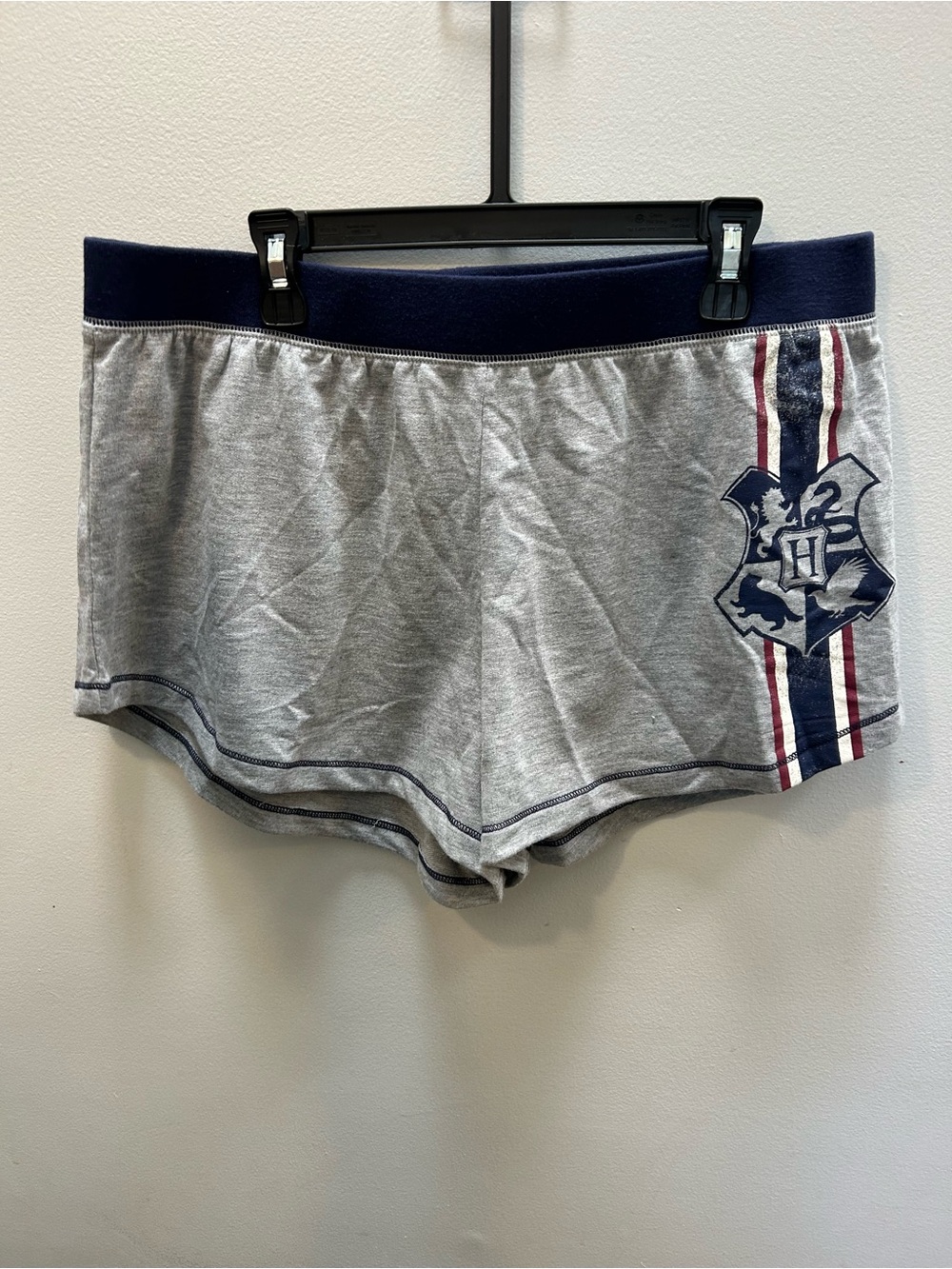 Harry Potter Grey Lounge Shorts with Navy Waistband and Crest Accent